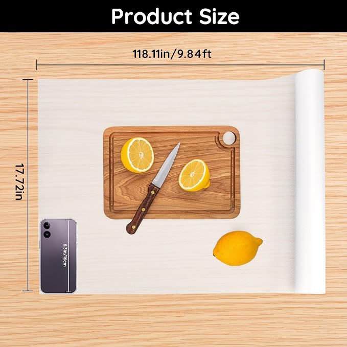 Shelf Liners for Kitchen Cabinets Non-Adhesive, 17.7" W x 118" L x 0.03" T - Image 2
