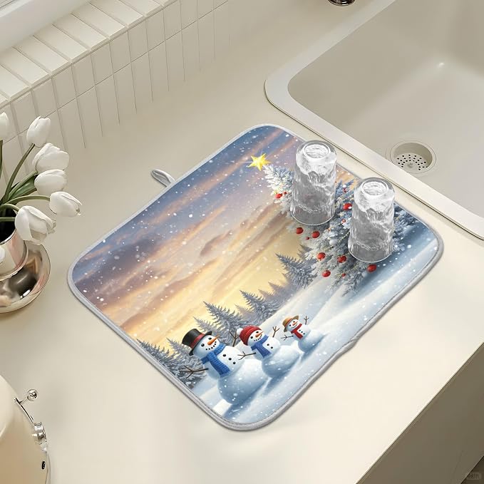 Christmas Tree and Snowman Dish Drying Mat - Image 7