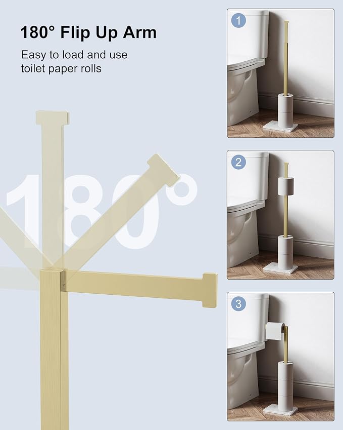 Toilet Paper Holder Stand Brushed Gold SUS 304 Stainless Steel Rustproof Free - Image 5