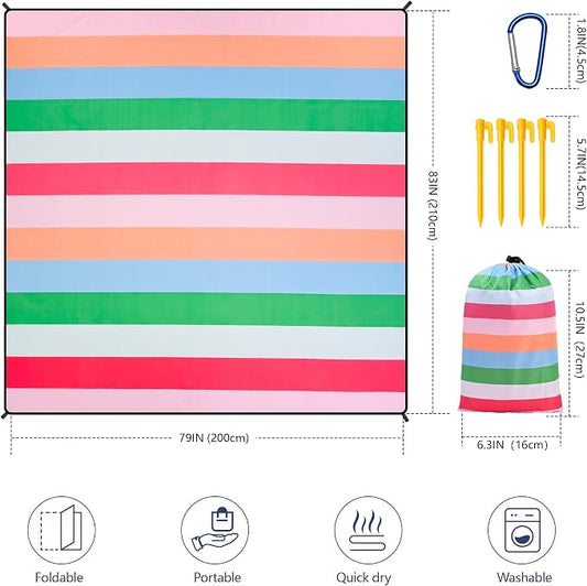 HIHOHO Beach Blanket Waterproof Sandproof Extra Large Beach Mat 79" X - Image 2
