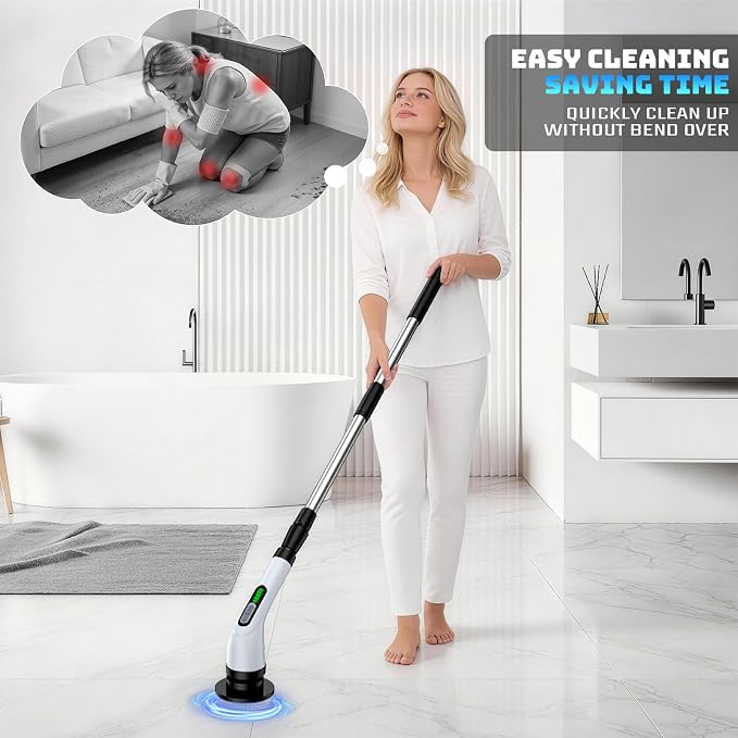 Electric Spin Scrubber, Powerful 2-Speed Cleaning Brush, IPX7 Waterproof - Image 4
