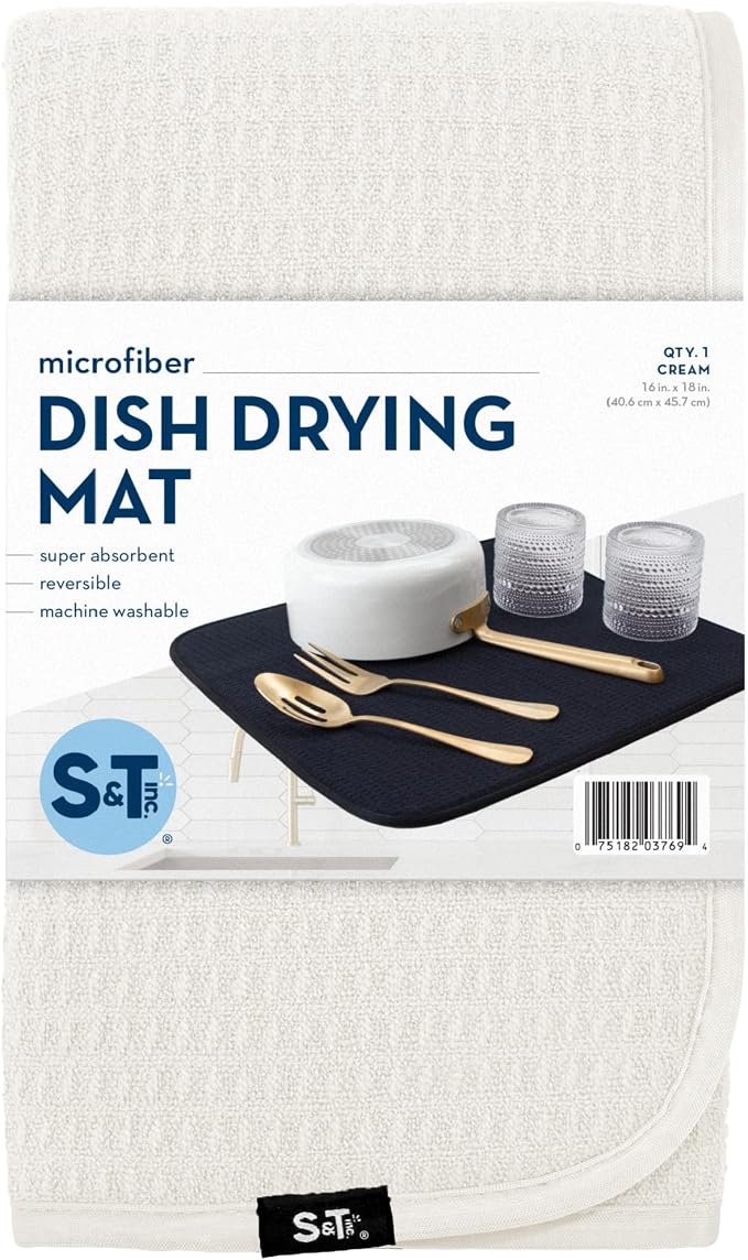 S&T INC. Dish Drying Mat, 16” x 18”, Absorbent Microfiber Kitchen Counter Mat - Image 8