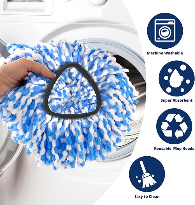 Spin Mop Replacement Head, 3 Pack Mop Replacement Head, Easy Cleaning, - Image 6