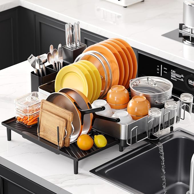 Dish Rack for Kitchen Counter, 304 Stainless Steel Dish Drying Rack, Expandable - Image 9