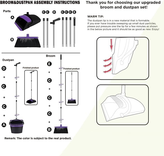 Broom with Dustpan Combo Set, Standing Dust Pan Set - Image 8