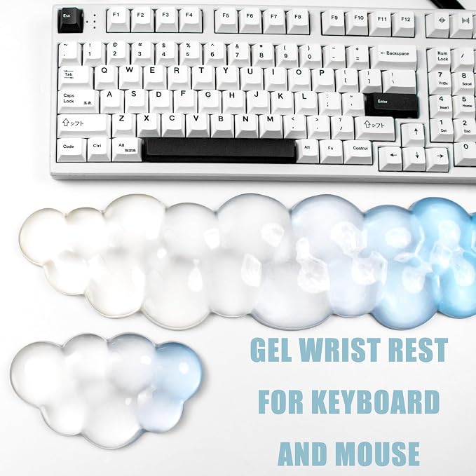 Ergonomic Gel Cloud Keyboard and Mouse Wrist Rest Set – Clear Wrist Rest - Image 4