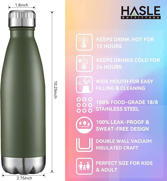 HASLE OUTFITTERS 17oz Stainless Steel Water Bottles Bulk, Vacuum Insulated - Image 5