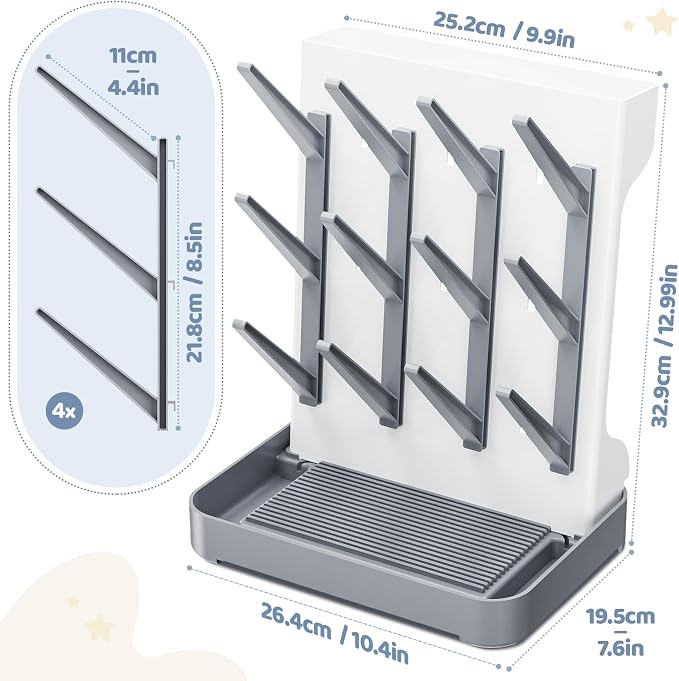 Dayacoco Baby Bottle Drying Rack, Space Saving Vertical Bottles Dryer Holder - Image 5