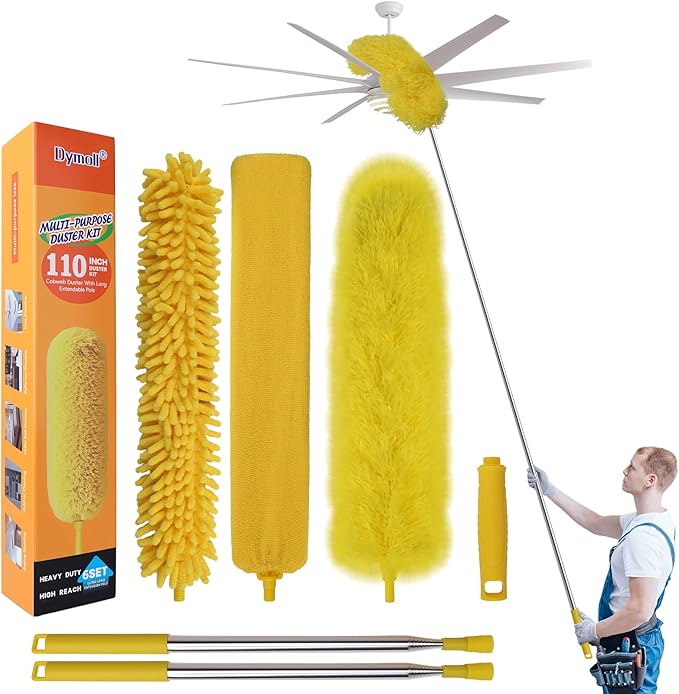Cobweb Duster with Extension Pole, Spider Web Brush, Dusters by DYMOLL