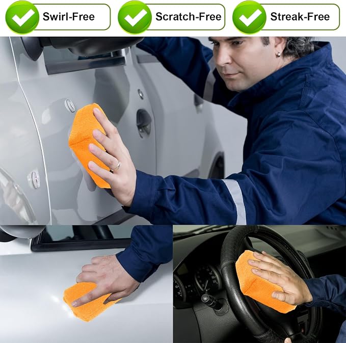 8 PCS Microfiber Applicator Pad, 4.7"x3.1" Scratch-Free Foam Buffing Scrub Pads - Image 5