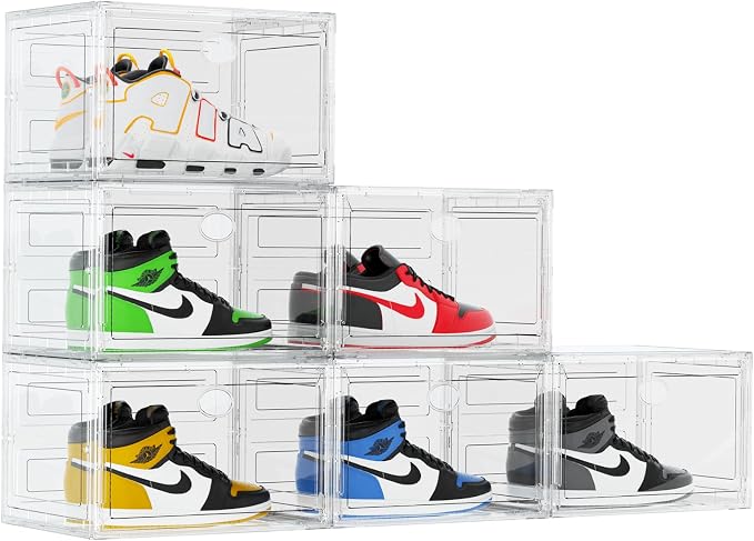 KEFA XL Shoe Storage Box Organizer, 6 Pack Shoe Boxes Clear Plastic Stackable by KEFA