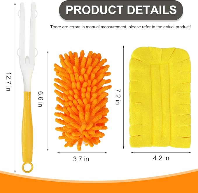 2 Pcs with 1 Handle Reusable Duster Refills, Washable Microfiber Dusters - Image 2