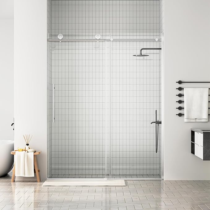 WinZo Frameless Shower Door 56-60 in W x 75 in H, Sliding Shower Door - Image 2
