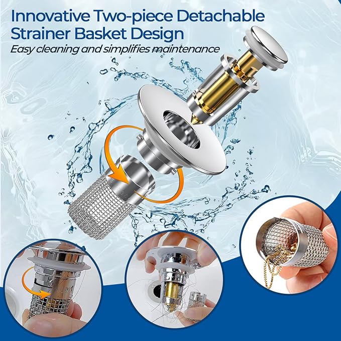 Sink Stopper Hair Catcher, Pop-up Sink Drain Strainer - Image 2