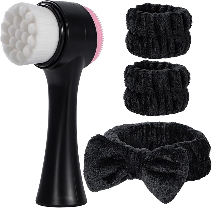 Facial Cleansing Brush 2 in 1, Silicone Face Scrubber Dual Face Brush by BEOMEEN