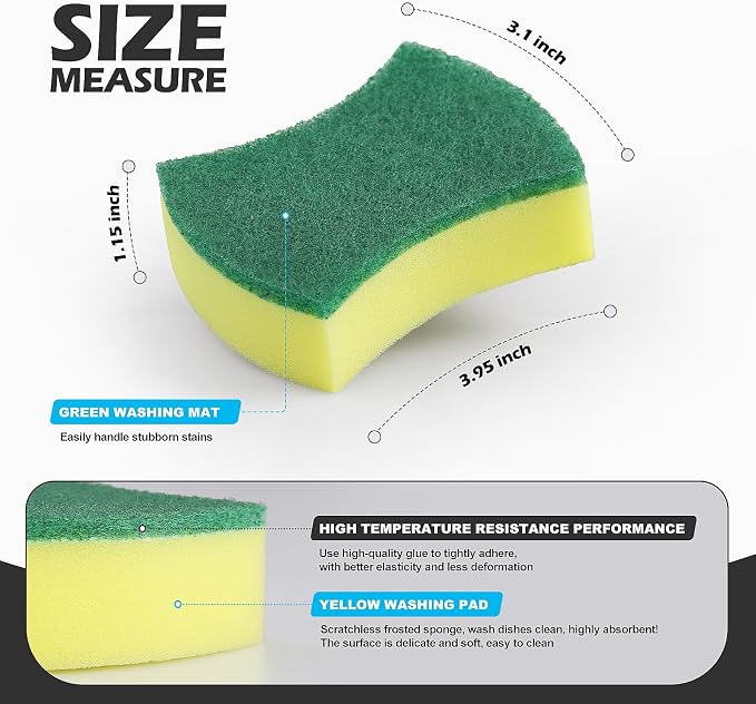 Kitchen Cleaning Sponges, 96 Pack Eco Non-Scratch - Image 3
