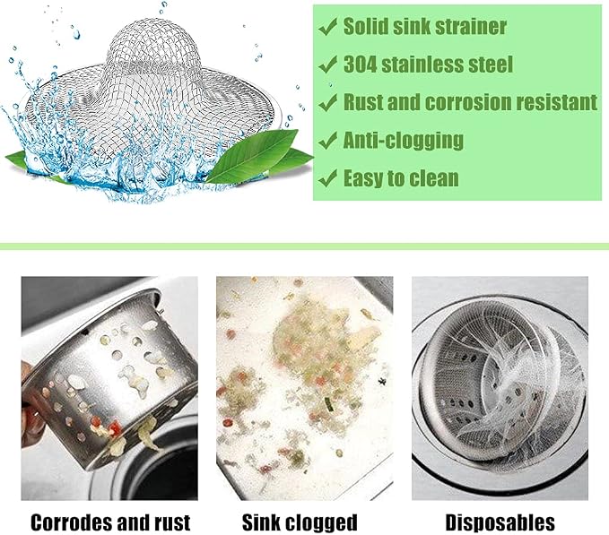 10pcs Mesh Sink Strainer, 2.75" Top/1" Stainless Steel Slop Basket Filter Trap - Image 3