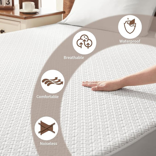 BEDLORE King Mattress Protector, Waterproof Noiseless Mattress Cover - Image 2