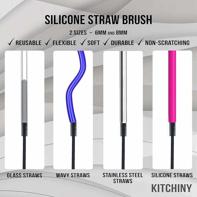 12.5" Silicone Bottle Brush & Straw Cleaner Brush Set | Water Bottle Cleaner - Image 4