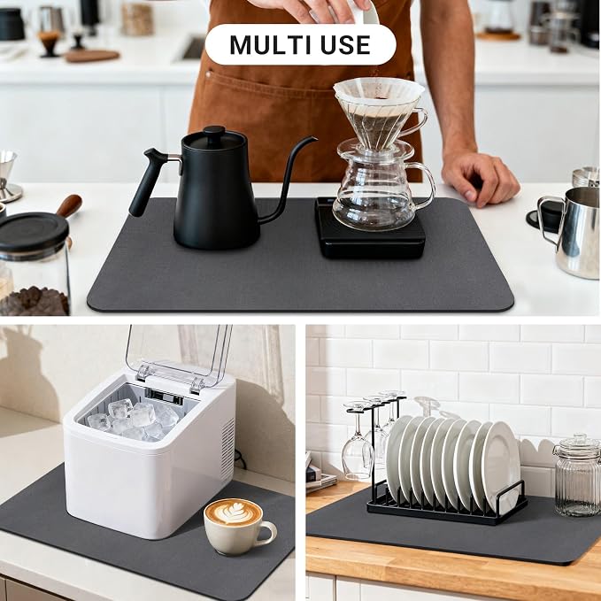 Coffee Maker Mat, 20 x 12 Inch Bar Mat, Absorbent Hide Stain Rubber Backed Dish - Image 6