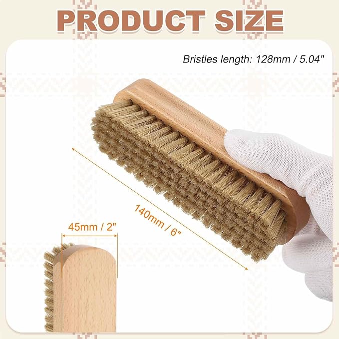 HARFINGTON Shoe Cleaning Brush 6"x2" Beech Wood Pig Bristle Boot Polish Brushes - Image 2