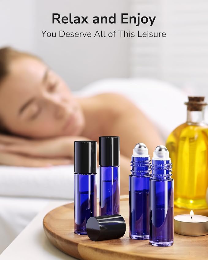 ULG Essential Oil Roller Bottles 48 Pack 10ml Cobalt Blue Glass Empty Bottles - Image 8