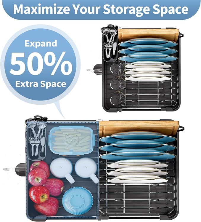 Dish Drying Rack for Kitchen Counter, Extendable Dish Rack - Image 3