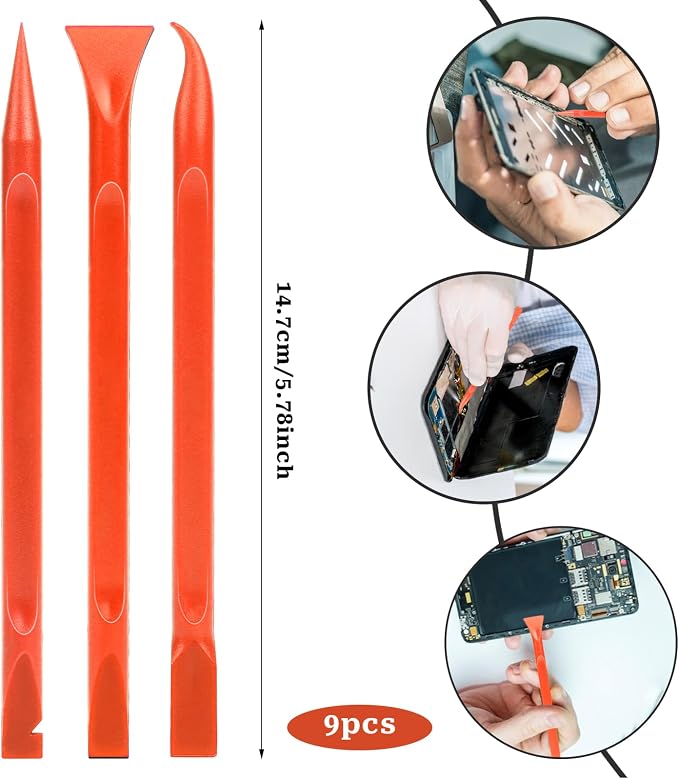 9 Pieces Plastic Scraper, No-Scratch Paint Scraper Tool Portable Car Crevice - Image 4