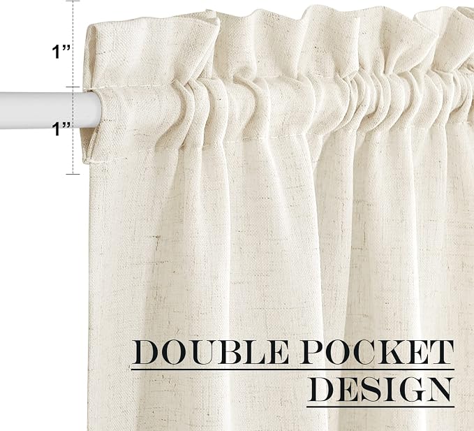 NICETOWN Linen Curtain for French Doors, Privacy Kitchen Window Coverings - Image 3