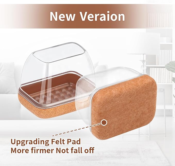 Ezprotekt 16 Pcs Rectangle Clear Felt Chair Leg Floor Protectors - Image 3