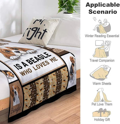 Beagles Dog Print Blanket Best Dog Pet Animal Throw Blankets for Couch Sofa Stuff Decor Gifts Lightweight Soft Cozy Fleece Plush Warm Flannel Bedding for Lover Man Woman Teen Adults 50"x60"