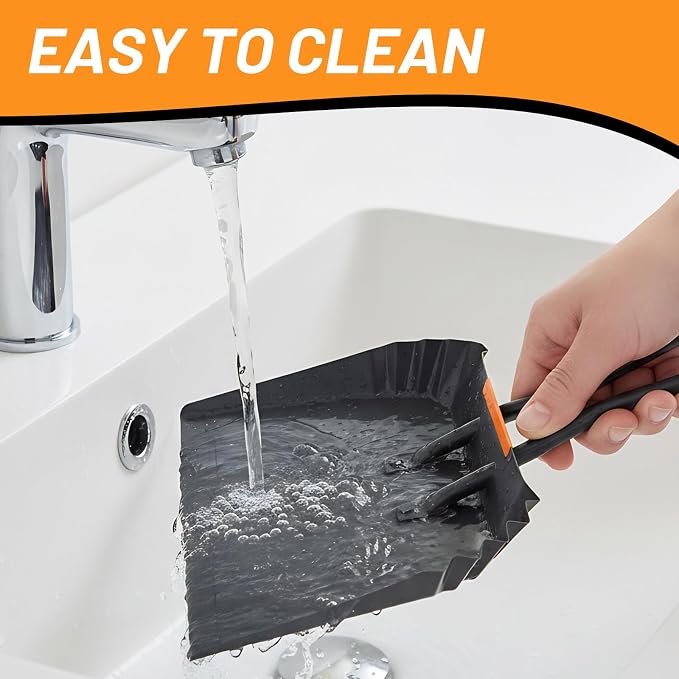 Heavy-Duty Black Metal Dustpan, Dust Pan - Image 5