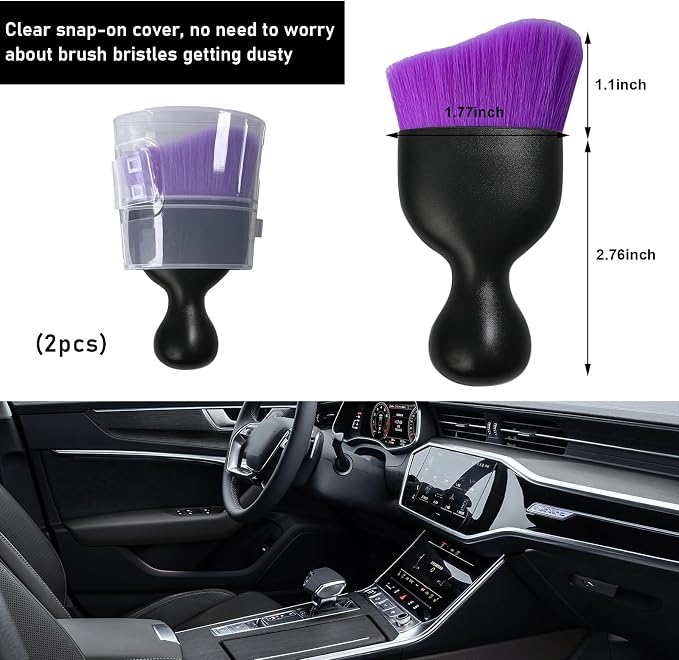Ziciner 2 PCS Car Detailing Brush, Curved Soft Bristles Auto Removal Dust - Image 2