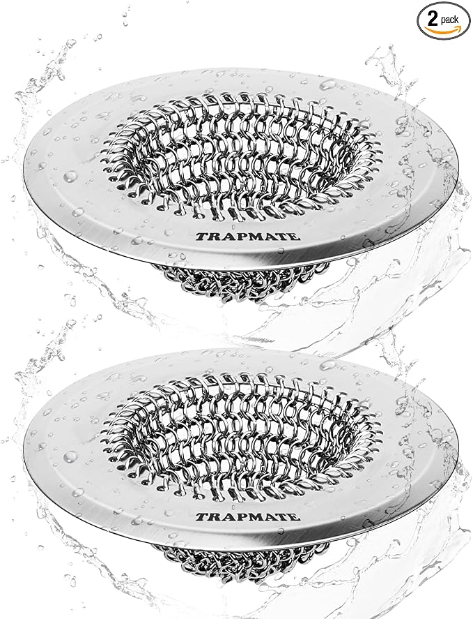 TRAPMATE 2 Pcs Kitchen Sink Drain Strainer, Stainless Steel Sink Strainer Basket by TRAPMATE