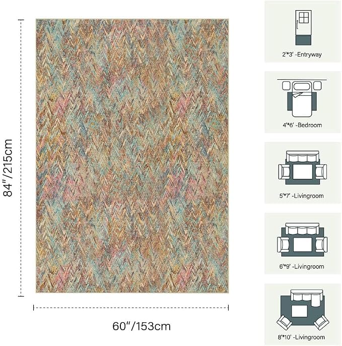5x7 Washable Area Rugs for Bedroom & Living Room - Image 2