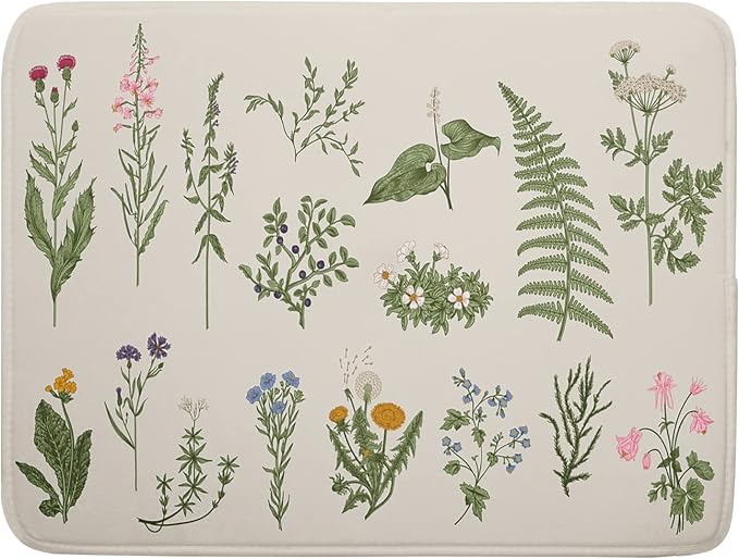 Sage Flower Herbs Dish Drying Mat by Kawani