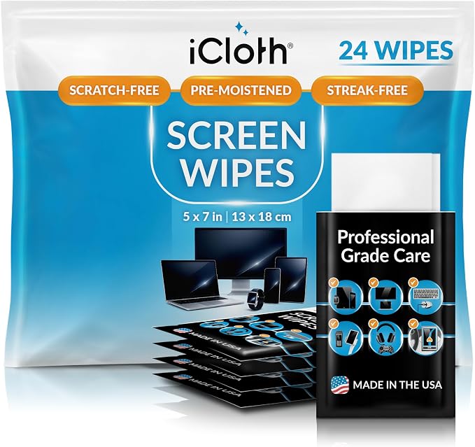 Screen Cleaner Wipes by iCloth – Individually Wrapped – Travel Size – by iCloth