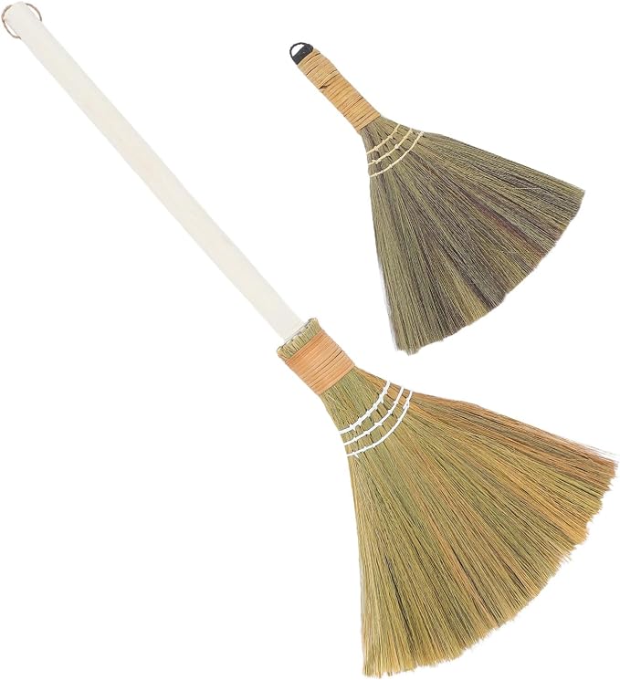 2pcs Handwoven Soft Bristle Indoor Brooms by HONMEET