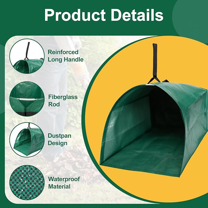 2 Pack 72 Gallon Large Leaf Collector, Foldable Reusable Yard Waste Bags - Image 3