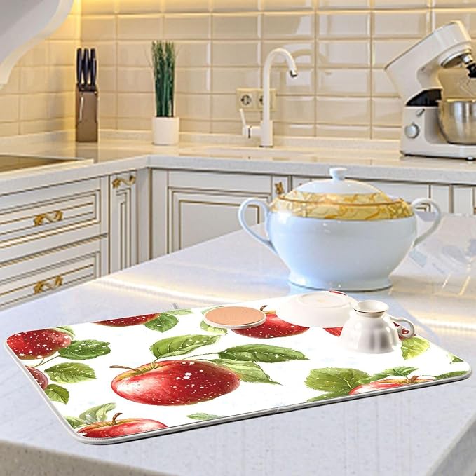 Snowflake with Apple Pattern Dish Drying Mat - Image 6