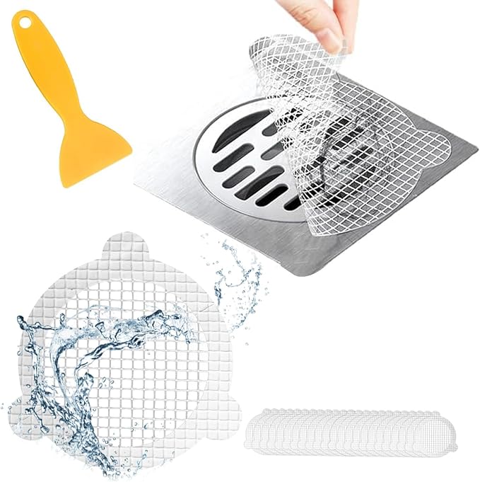 25 PCS Disposable Shower Drain Hair Catcher 3.54 Inches Round Drain Hair by AMAZOPEN