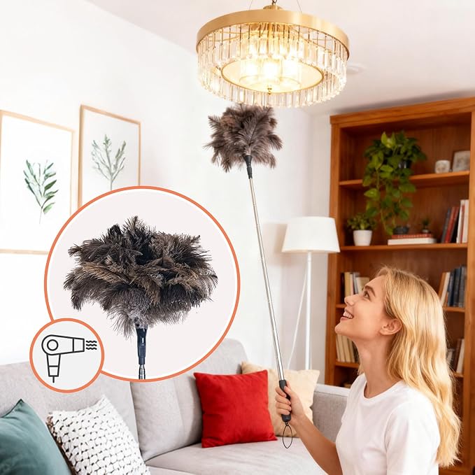 Ostrich Feather Duster for Electronics, Keyboard – Soft Dusting Tool for Screen - Image 3