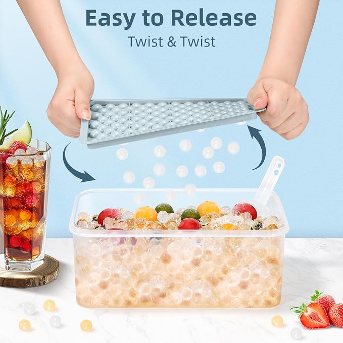 WIBIMEN Mini Ice Cube Trays, Small Tiny Round Pebble Crushed Nugget Ice Trays - Image 2
