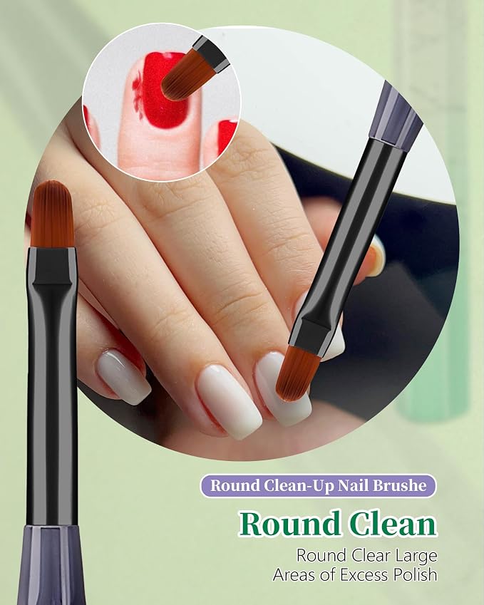 3PCS Nail Polish Clean Up Brush, Round&Falt&Angled Acetone Resistant Nail Brush - Image 4