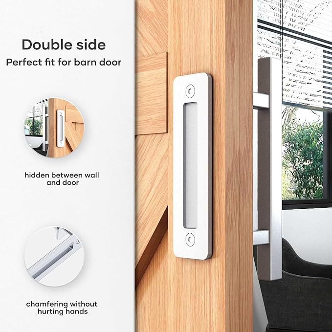 EaseLife 12" Stainless Steel Sliding Barn Door Handles and Pulls, Double Sided - Image 3