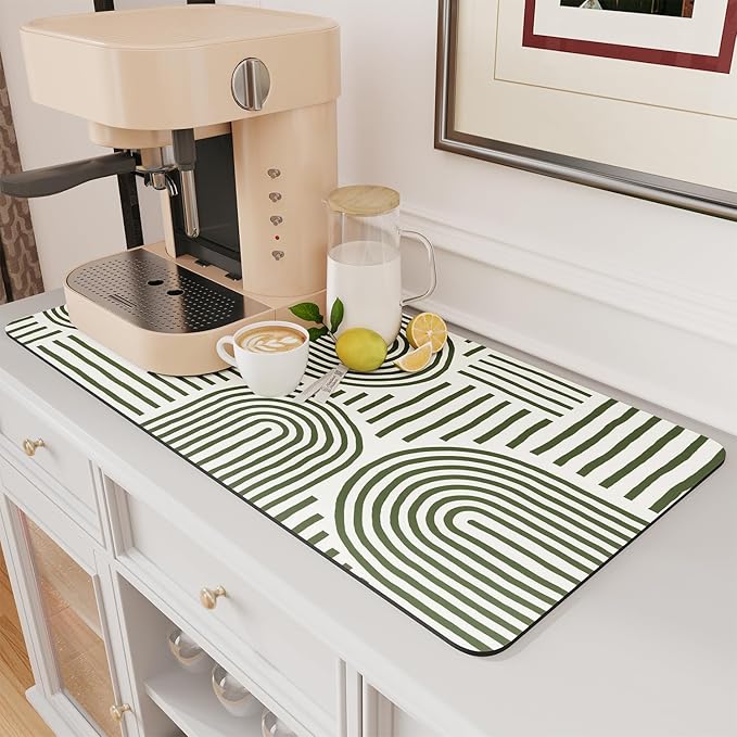 AMOAMI Coffee Mat Hide Stain Rubber Backed Absorbent Dish Drying Mat by AMOAMI