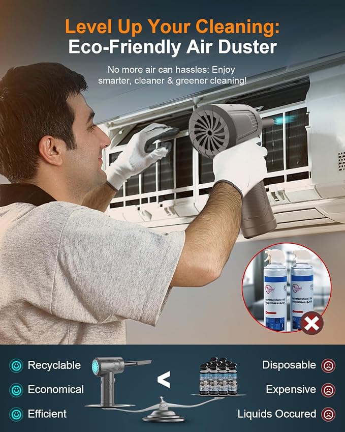 BNKKY 11-in-1 Compressed Air Duster, 3-Gear Adjustable 120000 RPM Electric Air - Image 5