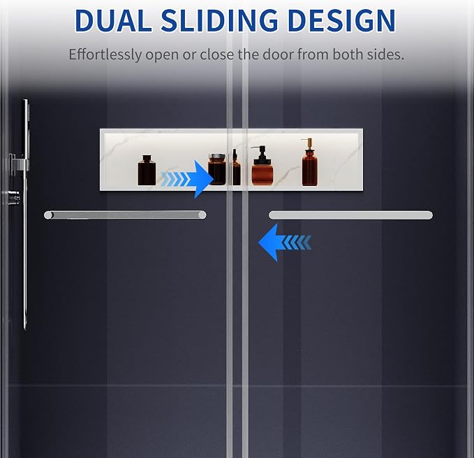 56-60" W x 76" H Double Sliding Frameless Shower Glass Door, 5/16" ANSI & SGCC - Image 5