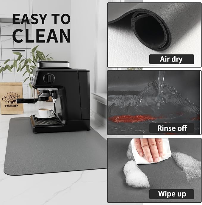 Coffee Mat - Absorbent Hide Stain Rubber Backed Dish Drying Mat - Image 4