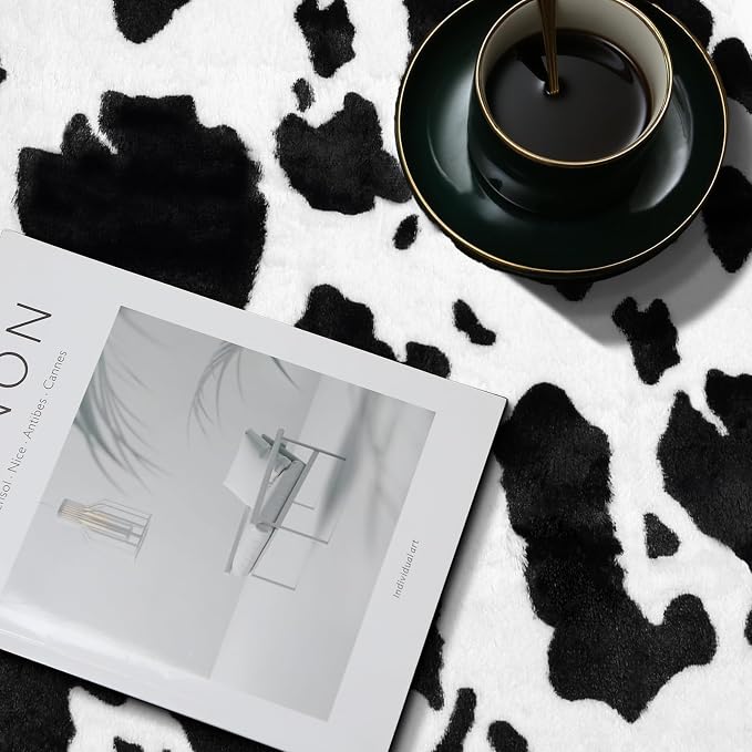 MACEVIA Faux Cowhide Rug, Cute Cow Print Rugs Animal Area Carpet Western Decor - Image 4
